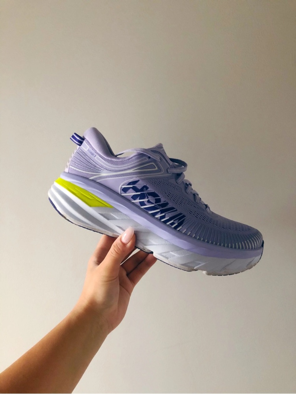 HOKA One One Bondi 7 Women’s Running Shoes Size 7 Purple Yellow Comfort Sneakers - Picture 6 of 12
